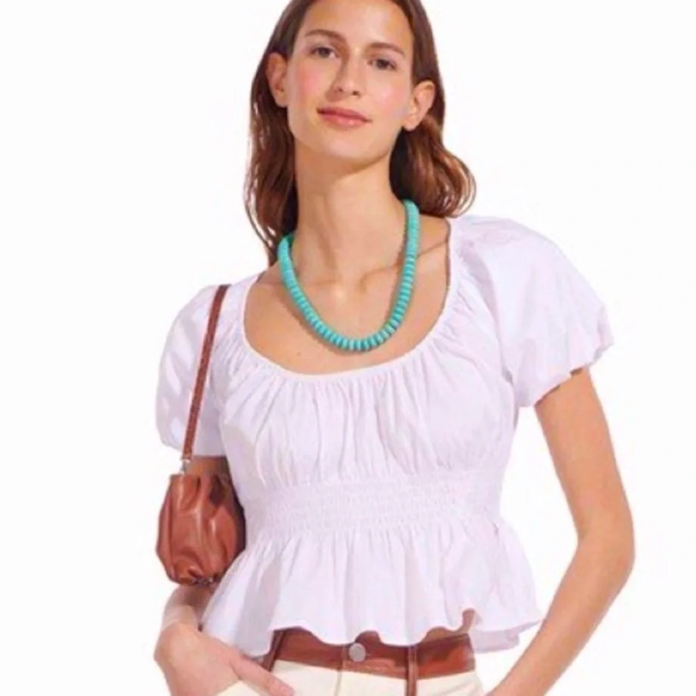 STAUD LUCIA Smocked Top EUC Size L - Picture 1 of 9